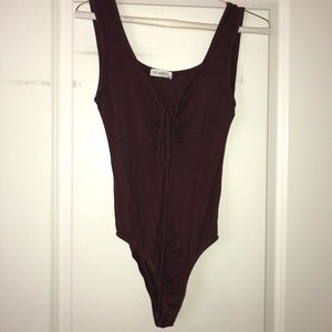 maroon lace up bodysuit